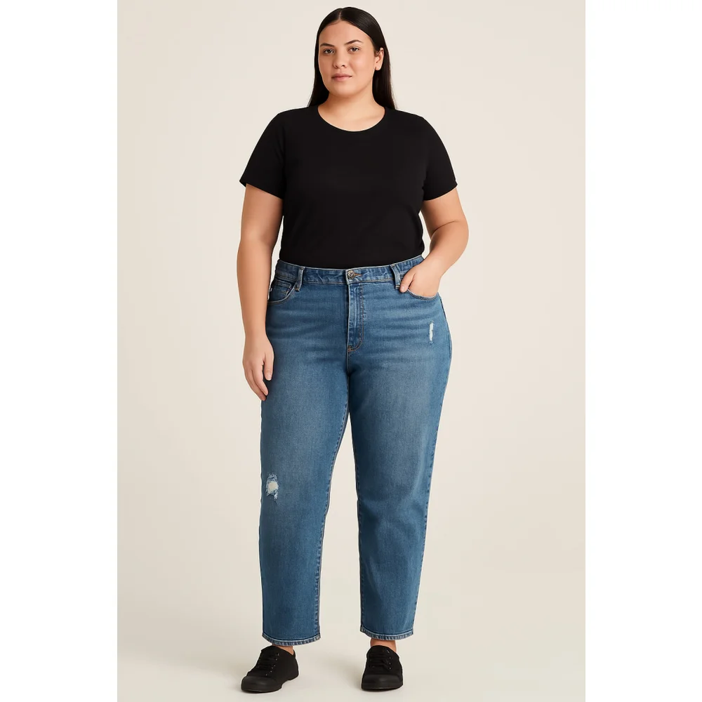 Joe Fresh Women’s Blue Distressed Straight Leg Jeans Size 18W - Picture 1 of 9